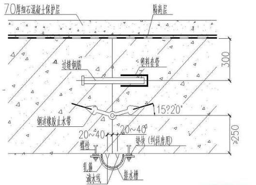 钢边橡胶止水带底板诱导缝施工图